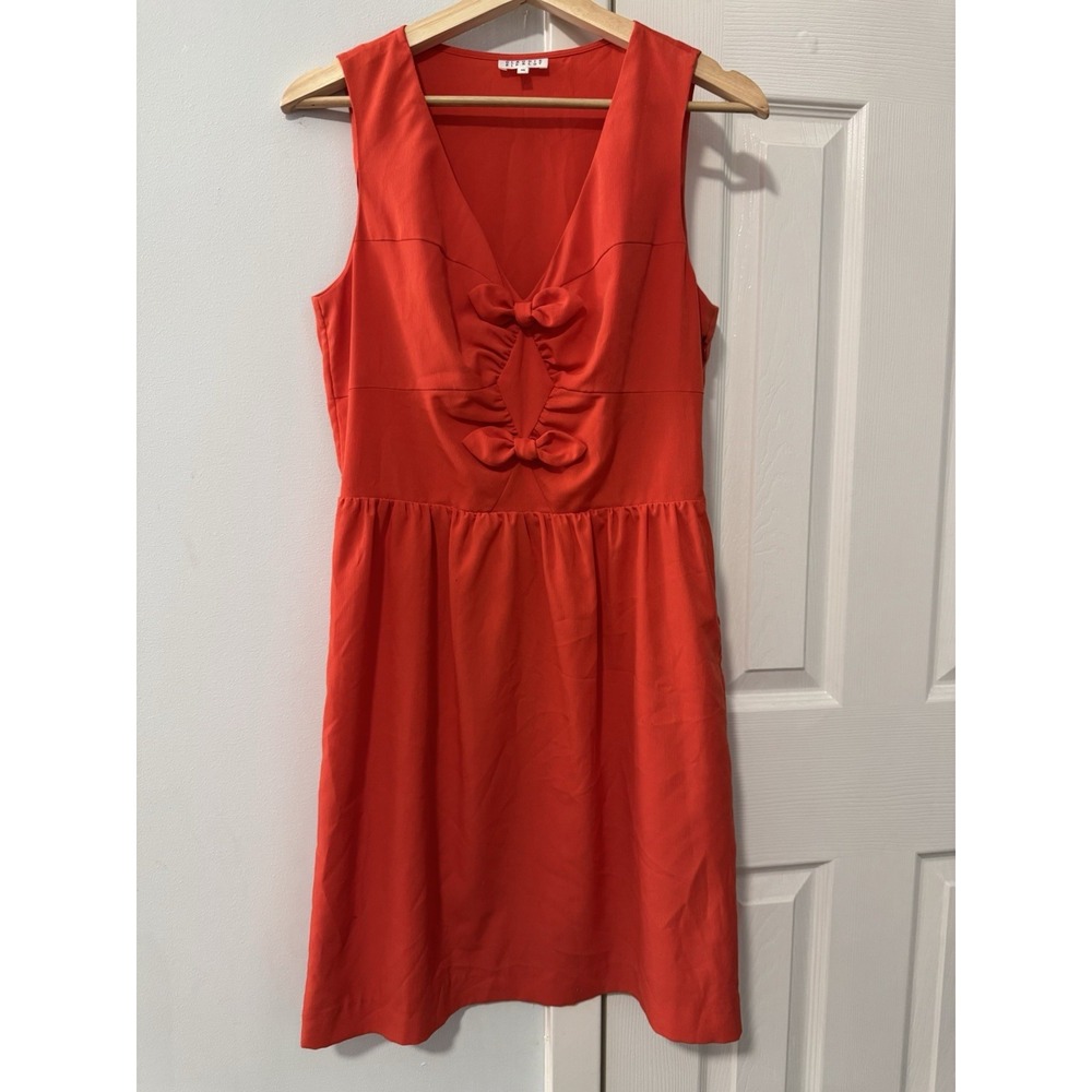 Claudie Pierlot Bow Dress Sz 38 FR/8 US Coquette Red Orange Coastal Parisian